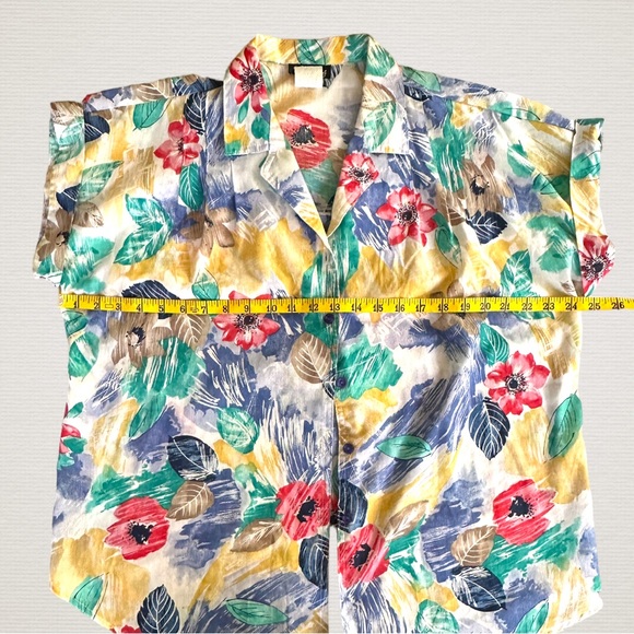 Vintage Caliché Tropical Print Shirt, Cuffed Sleeve, Made in USA - Picture 9 of 10